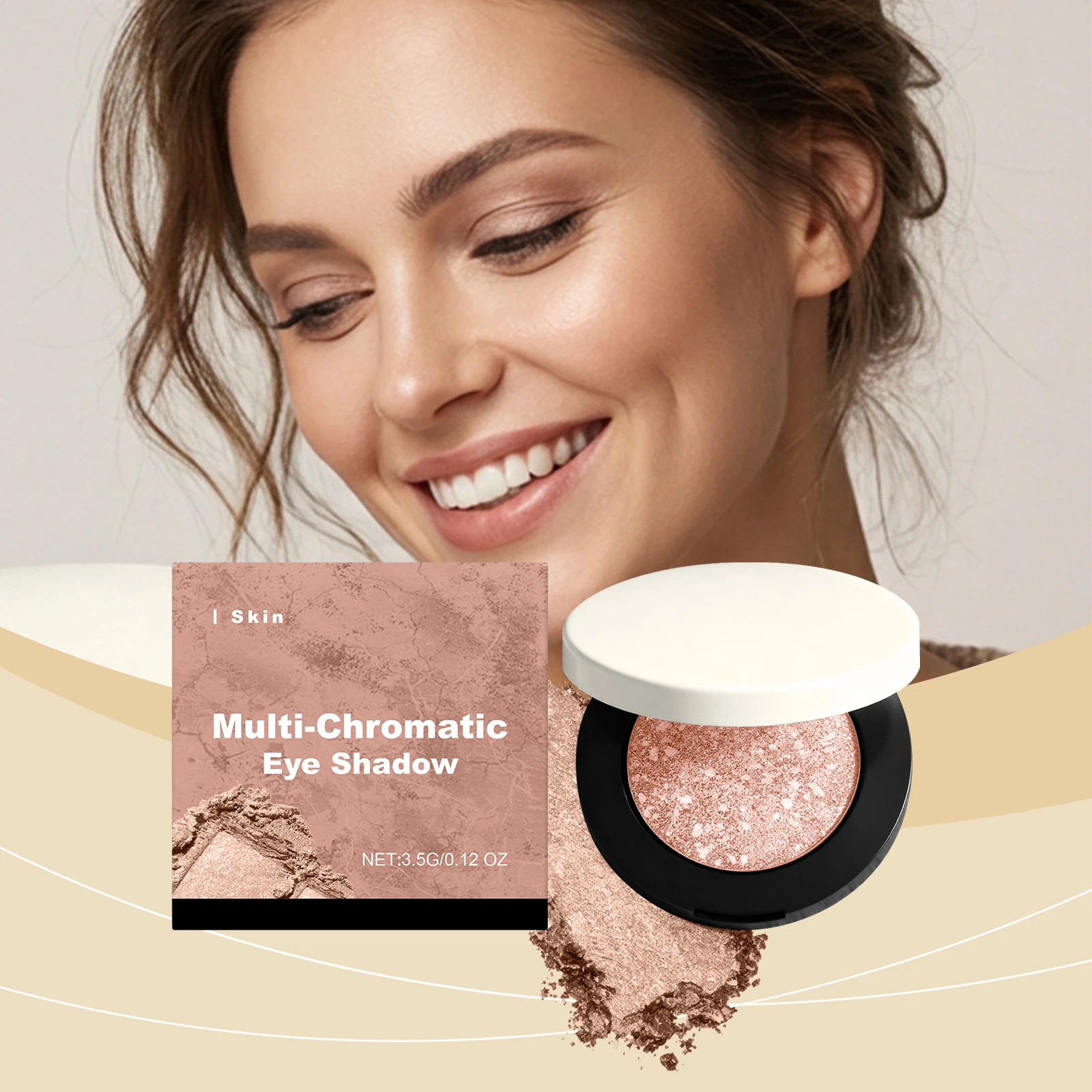 Skin-tone Shimmer 3D Eyeshadow Diamond Glitter Pearlescent Powder Waterproof Long Lasting High Pigment Single Eye Shadow Profess