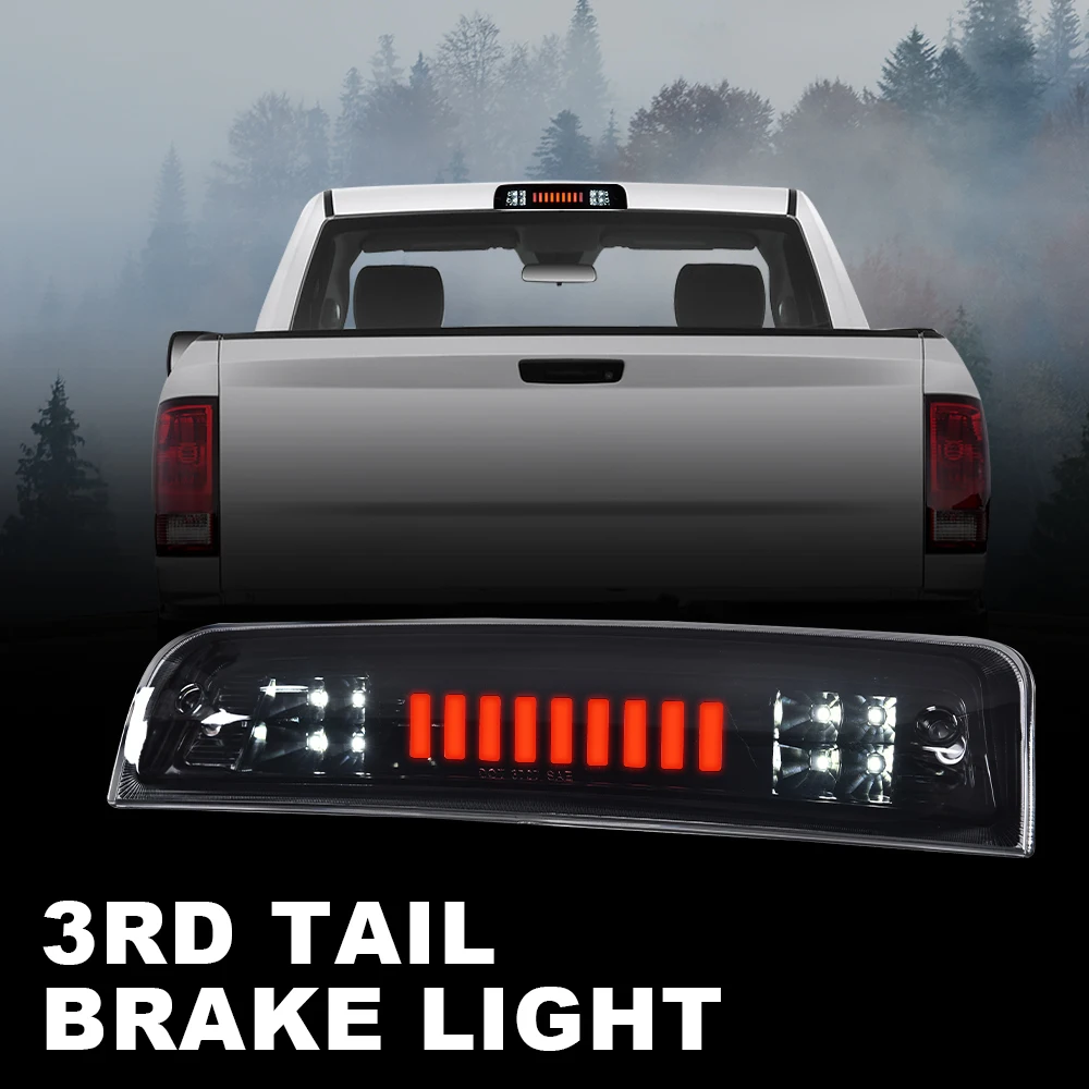 

3D Led Bar 3Rd Brake Light Fit for 09-17 Ram 1500 2500 3500 55372082Ae, 55372082Af Cargo Lamp Smoked Rear High-Mount Stop Light