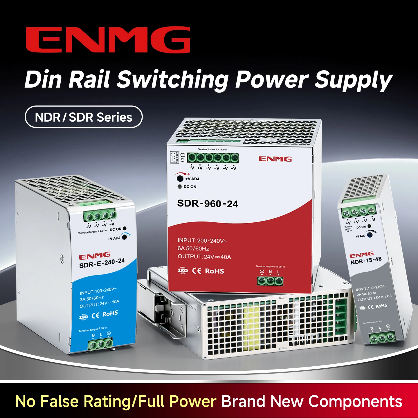 

ENMG 120W Industrial Grade DIN Rail Power Supply – 12V/DC Regulated for Automation Equipment, SDR-120-12 / NDR-120-24 Series