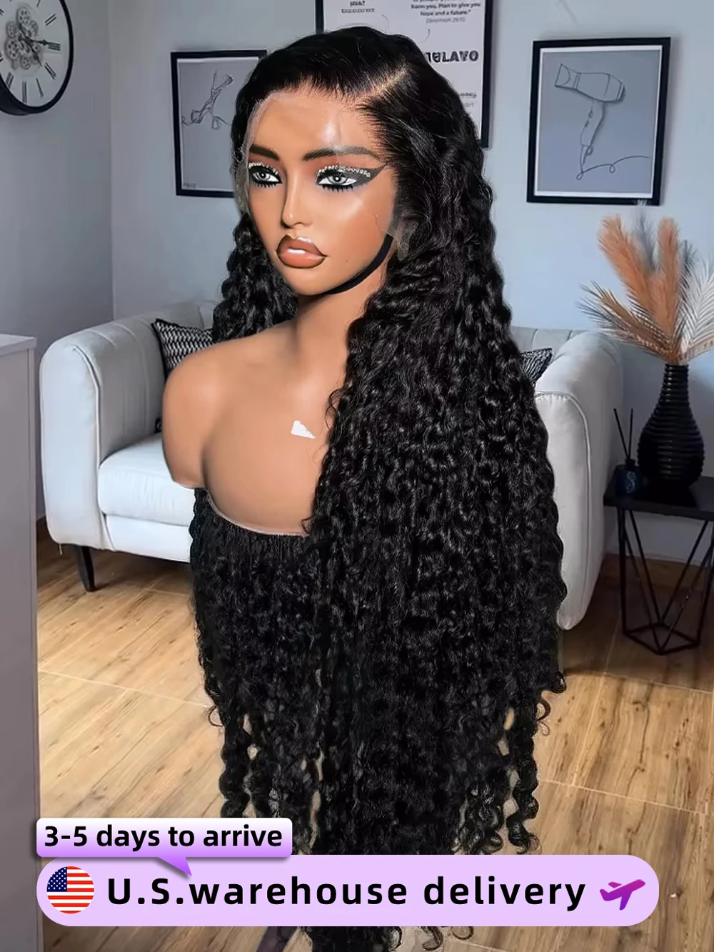 

13x6 HD Transparent Deep Wave Lace Frontal Wigs 250 Density Brazilian Raw 100% Wig Human Hair 30 40 Inch Curly Lace Front Wigs