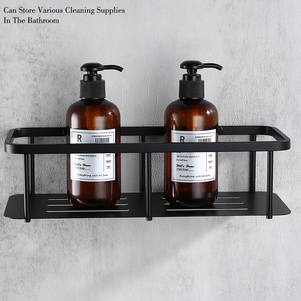 

Black Bathroom Shelves Shower Rack Shelf Wall Mounted High Quality SUS304 Stainless Steel Storage Organiser Basket