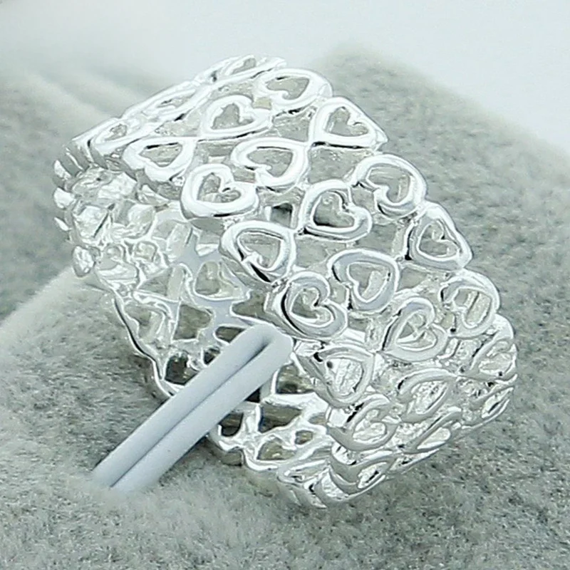 DOTEFFIL 925 Sterling Silver Full Heart Design Pierścionek dla kobiet Ślub Zaręczyny Impreza Moda Biżuteria z urokiem — zdjęcie 2