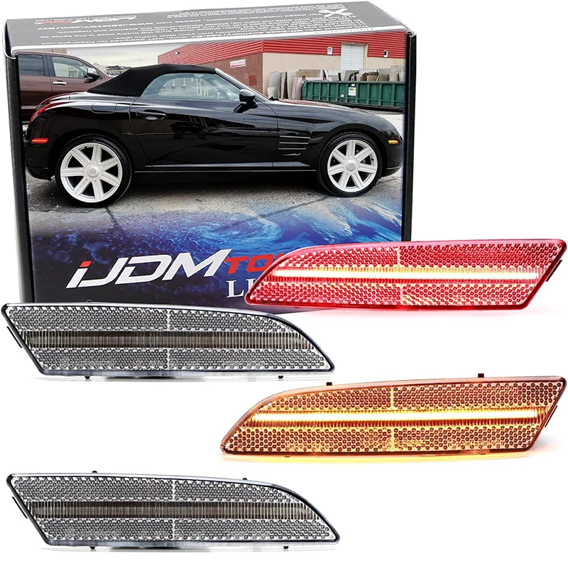 

For Chrysler Crossfire 2004-2008 LED Front & Rear Bumper Red Side Marker Parking Lights Stoplight Lamps Canbus OEM#5097518AA