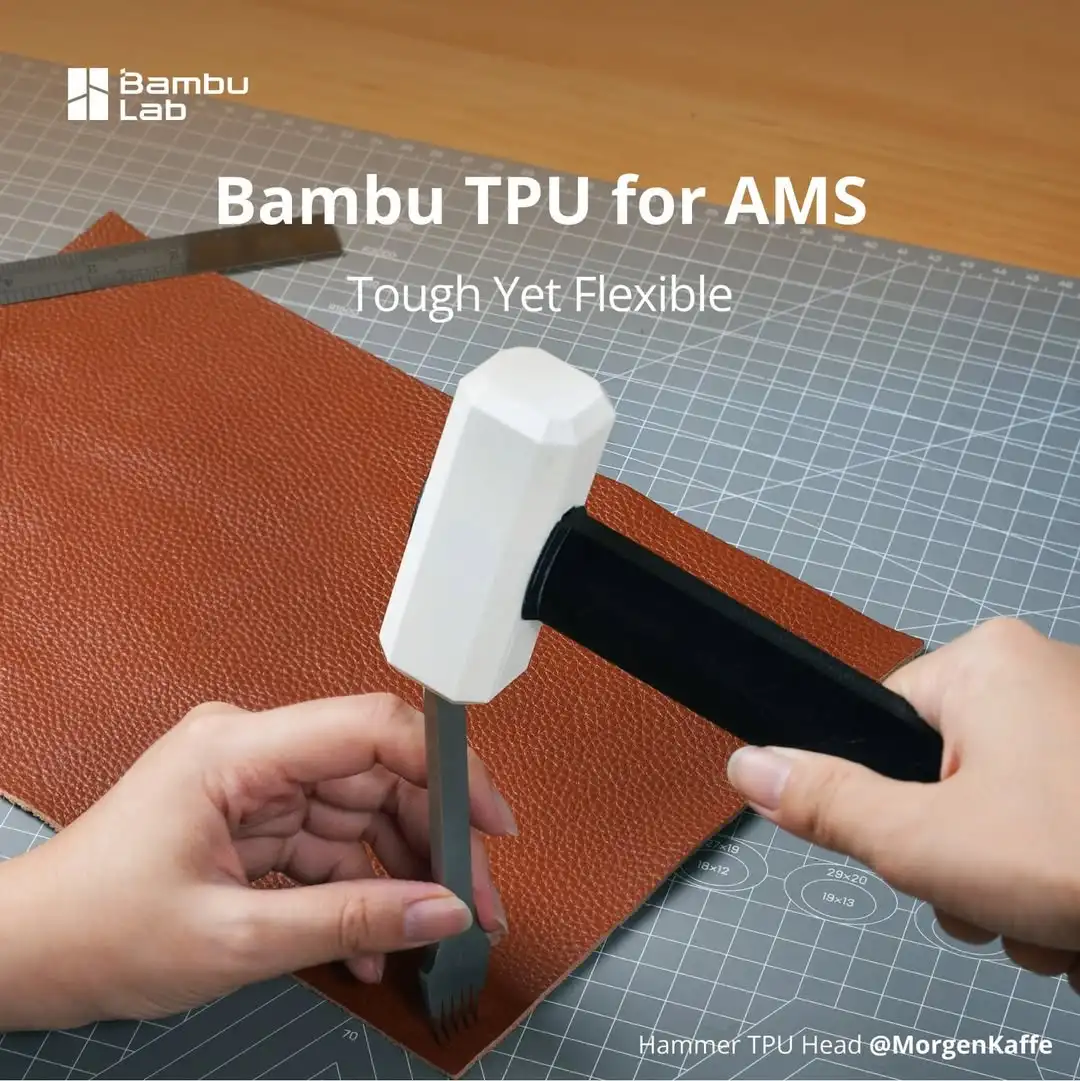 TPU for BambuLab AMS n AMS lite Compatible 1.75 mm 1KG with High Temperature Reusable Spool Bambu TPU Hardness of 68D