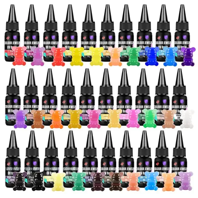 Klej żywiczny UV 20g Klej epoksydowy Twardy utwardzany ultrafioletem Klej UV DIY Kolorowa żywica do tworzenia biżuterii Szybkoschnący klej przezroczysty — zdjęcie 2