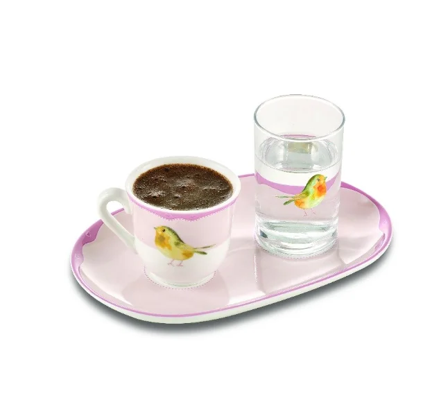 

Coffee Cup, Handmade Porcelain Glass, Sparrow Pattern Mugs, Design Modern Cup And Glass Set