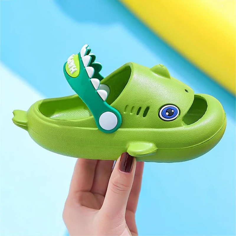 Children Shark Garden Shoes Boys And Girls Summer Outdoor Casual Beach Sandals Indoor Waterproof Anti-slip Cute Slippers