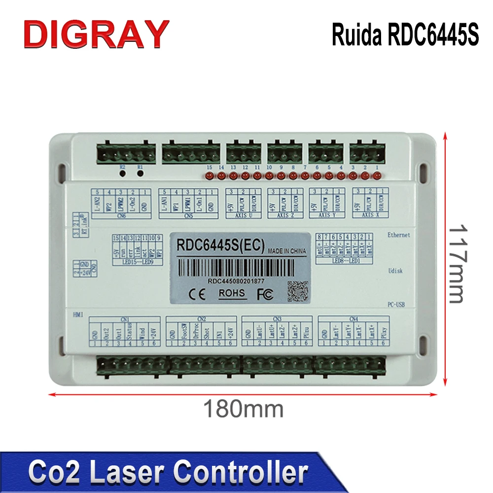 DIGRAY Ruida RDC6445G Karta sterowania laserem CO2 Płyta główna do systemu sterowania maszyną do cięcia laserowego CNC RDC6445S