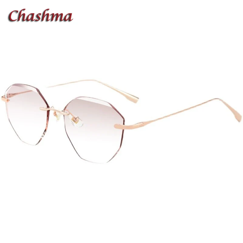 Women Titanium Rimless Eyeglasses Sunglasses Tint Lenses Titan Glasses Frame Round Prescription Spectacles Customize Lenses