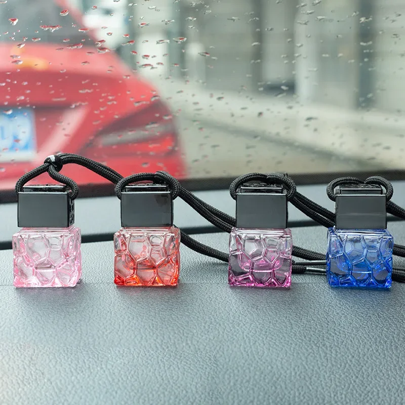 Car Essential Oil Diffuser Fragrance Air Freshener Scent Perfume Bottle Ornament Hanging Empty Bottle Interior Accessory