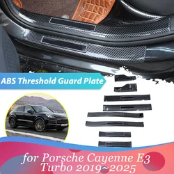 Car Welcome Pedal for Porsche Cayenne E3 Turbo 2019~2025 Door Sill Scuff Threshold Guard Plate Trim Strips Sticker Accessories