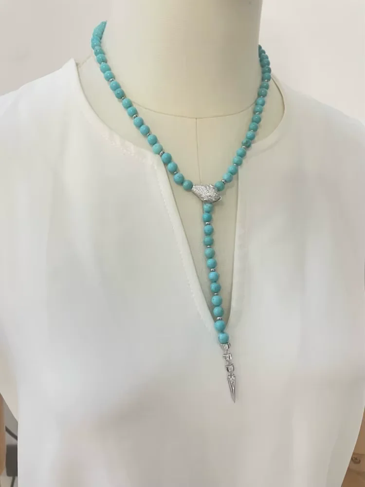 

Turquoise necklace 925 sterling silver clasp 5pcs