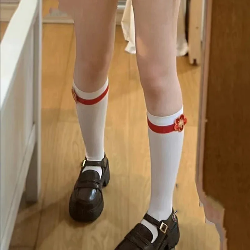 Spiel Genshin Impact Hu Tao Cosplay Kostüm Zubehör Paar weiße rutsch feste Socken rote Beins ch