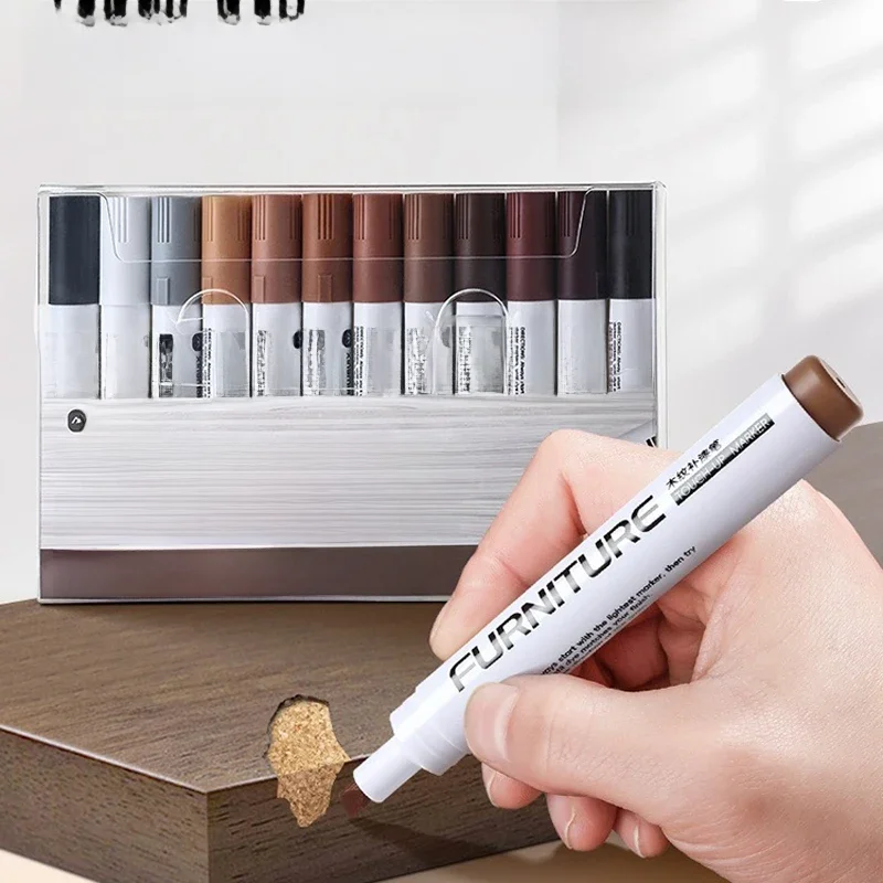 21/6 sztuk zestaw do retuszu mebli markery Amp Filler Sticks drewno kompozytowe ziarno naprawa farby pióro zadrapania przywróć łatkę zarysowania — zdjęcie produktu 7