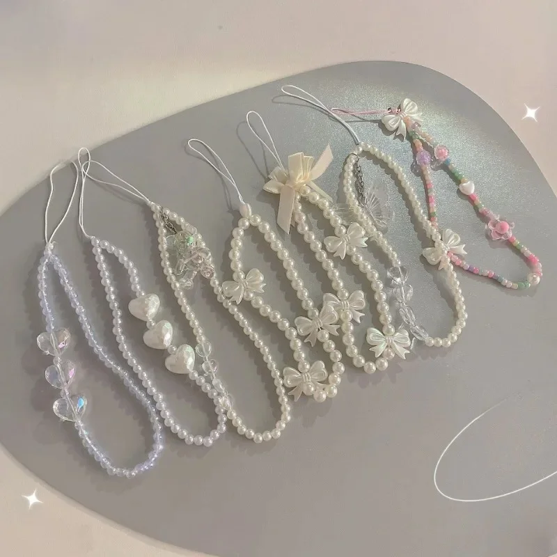 Perle amour chaîne de téléphone Portable perlée lanière de téléphone Portable court téléphone Portable chaîne pendentif femme sangle de téléphone Portable