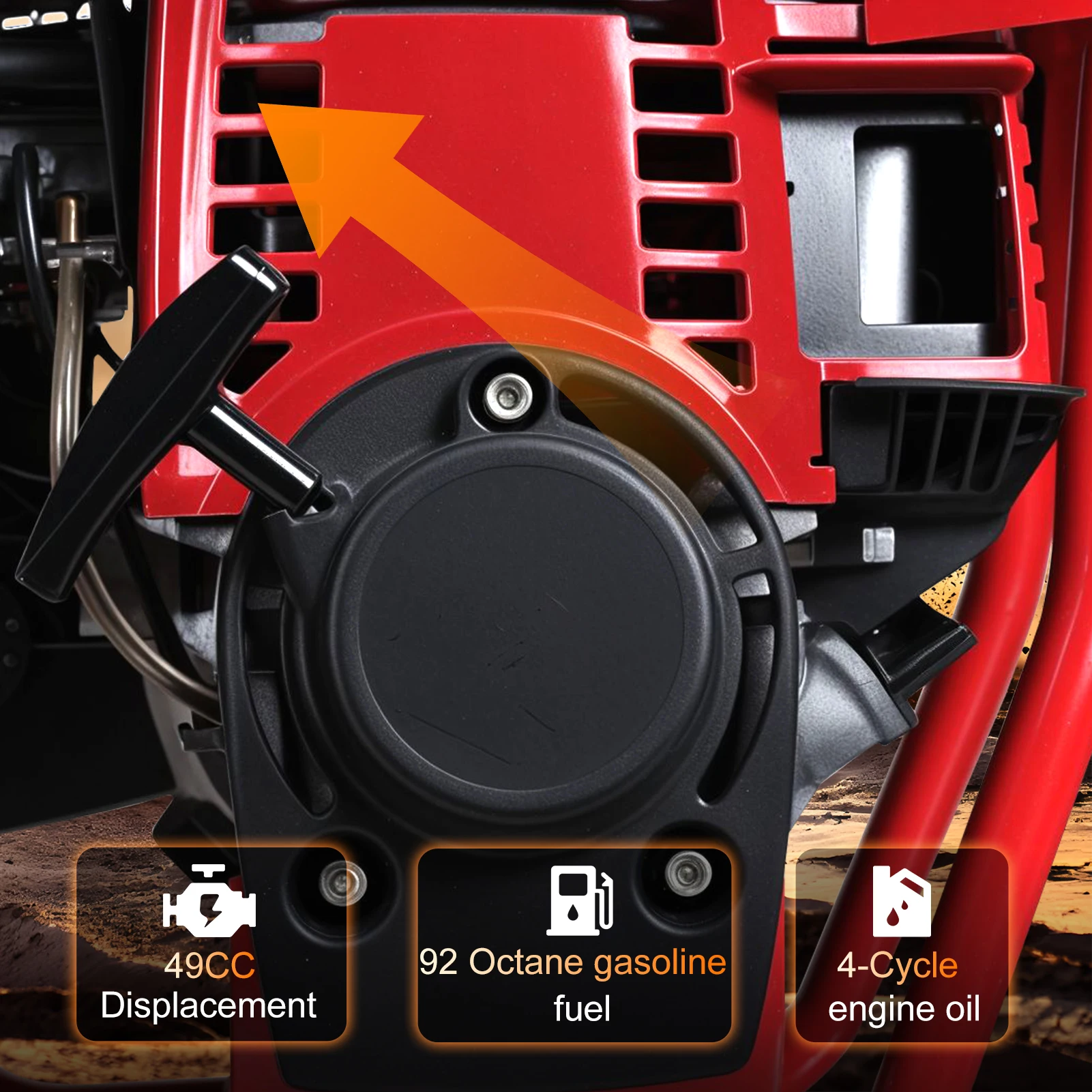 어린이 더트 바이크, 가스 동력 오프로드 오토바이, 비치 모토크로스, 10 인치 바퀴, 유압 완충기, 49cc 4 스트로크