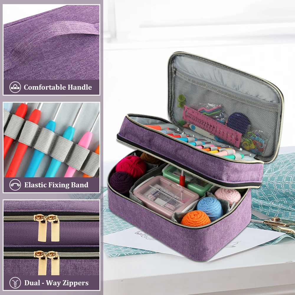 

1 piece of double-layer sewing tool storage bag, a portable sewing accessory storage pouch for outdoor use