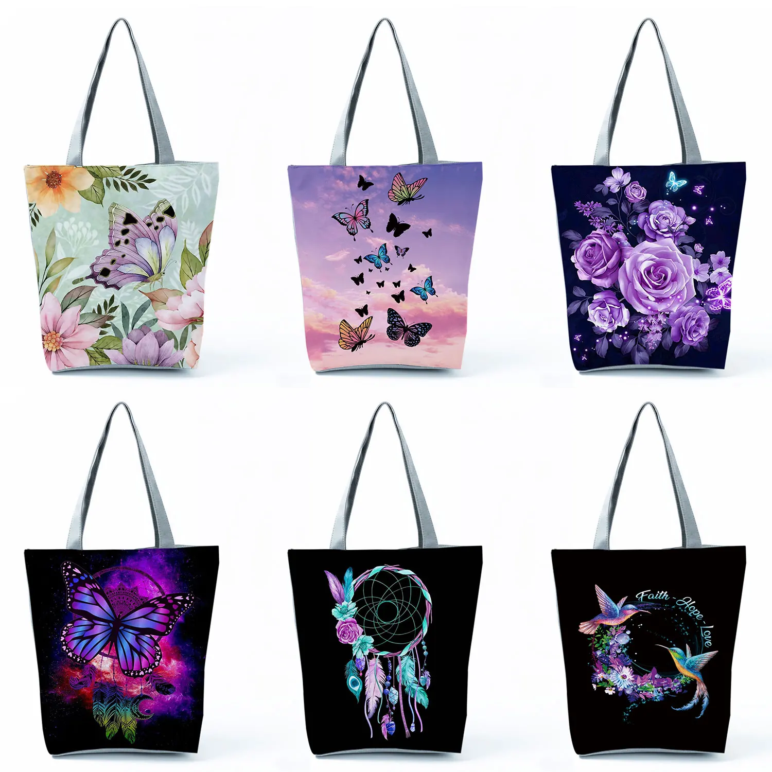 2022 New Fashion Butterfly Animal Print Tote Bag Women\'S Shoulder Bag With Customizable Pattern Outdoor High Capacity Handbag