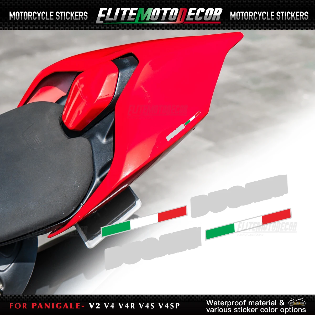 Per Ducati Tricolor Design logo Panigale V2 V4 V4R V4S V4SP V4 SP2 Coda posteriore Carenatura Adesivo Sedile posteriore Decalcomania
