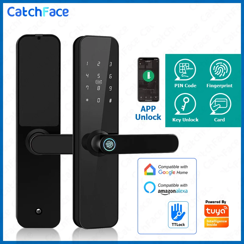 TUYA /TTLock WIFI/Zigbee/Bluetooth APP Electronic Fingerprint Digital Smart Door Lock Password IC RFID Card Home Security