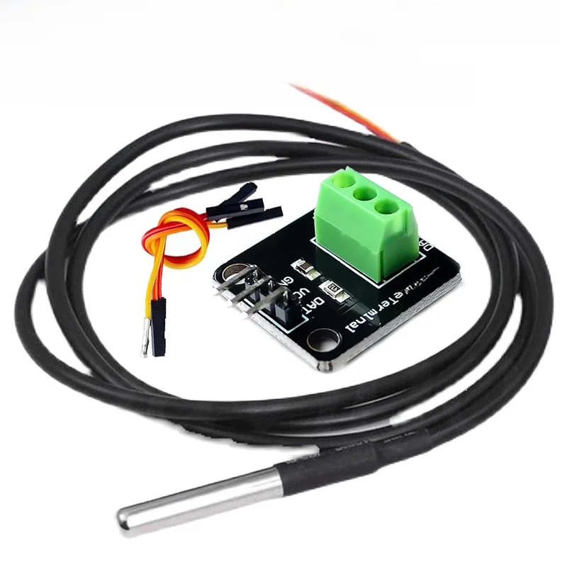 DS18B20 Temperatuursensormodulekit Waterdicht 100 cm digitale sensorkabel Roestvrij stalen sondeterminaladapter voor Arduino - afbeelding 2