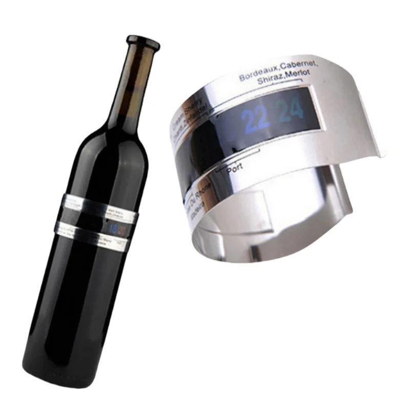 LCD Display Stainless Steel Bottle Wine Thermometer Wine Collar Thermometer Bar Beverage Tool Bottle Snap Thermometer