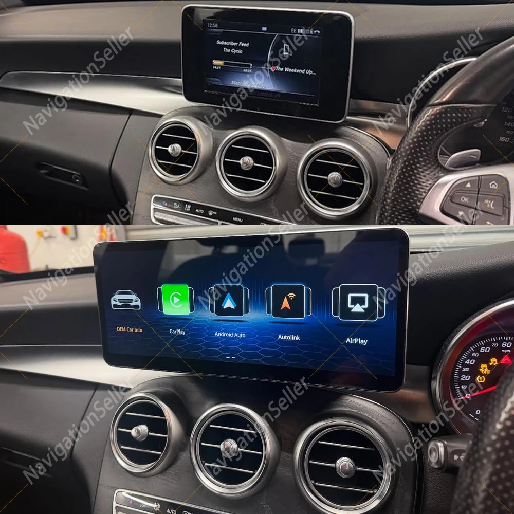 

12.3" Carplay Screen Upgrade For Mercedes C W205 GLC NTG5.0 NTG5.1 Linux Sytem Android Auto Multimedia Video Music Map Reverse