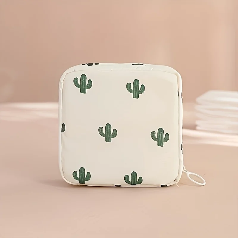 Singwei Cactus Sanitary Napkin Storage Bag Portable Menstrual Pad Organizer Mini Cosmetic Pouch Feminine Period Bag For Women Girls