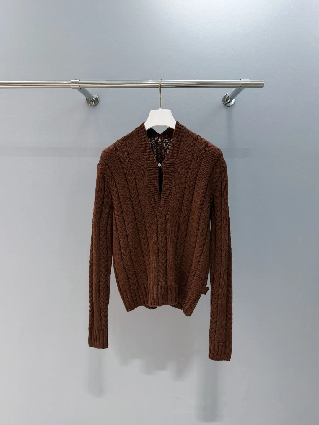 

Женский вязаный свитер с V-образным вырезом, смесь шерсти, холодный тон, свободный крой, повседневная офисная одежда, осенне-зимний топ