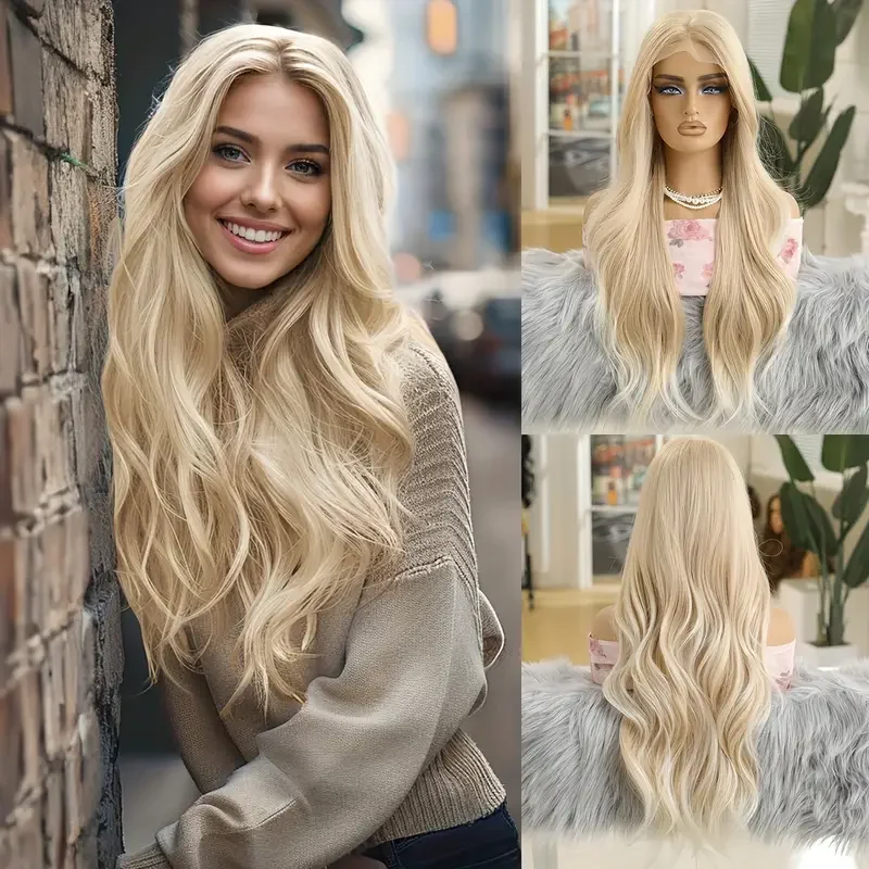 

613 Blonde Synthetic Lace Front Wig Long Body Wave Hair Lace Wigs For Women Ready To Wear Cosplay Blonde Wig Frontal Party