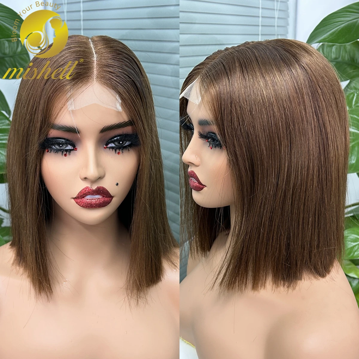 

Chocolate Brown Straight Bob Wig Virgin Human Hair Wigs 2x6 Lace Short Straight Colored Wig for Women Brazilian Virgin Hair Wig