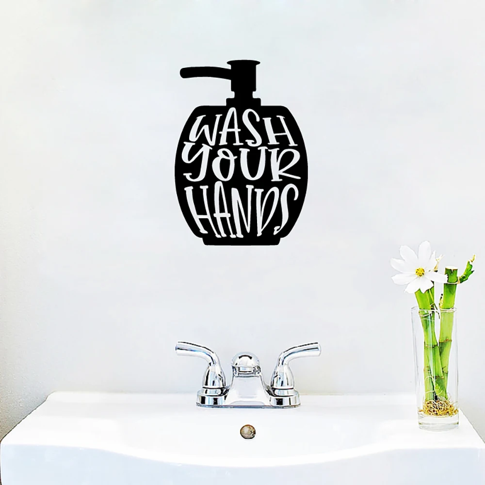 Bathroom Quote Wall Decals Funny Toilet Sign Vinyl Wall Sticker Bathroom Decor Wash your hands Decal Washroom Wall Decoration