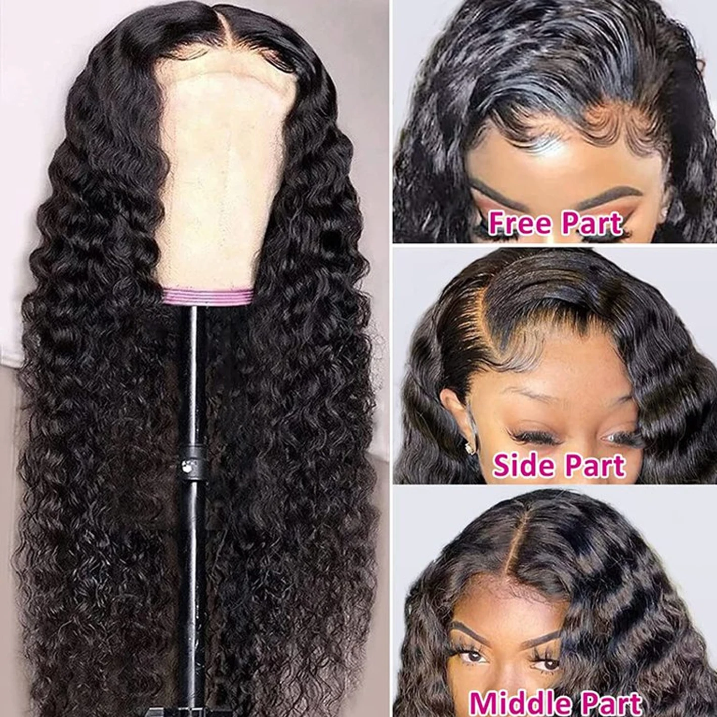 Deep Wave 13x4 Lace Frontal Wigs Human Hair Pre Plucked With Baby Hair 180 Density Brazilian Natural Color Wigs For Black Women