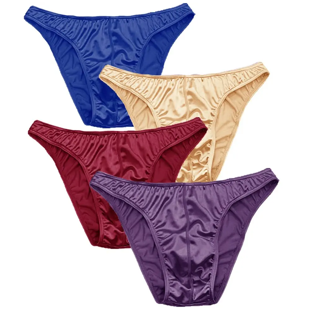 

4Piece/Order Men Briefs Sexy Plus Size Men's Underwear Satin Silky