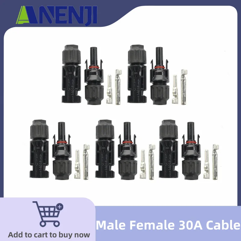 1Pair T3 T-Type Solar PV Panel Connector 2-in-1 Parallel Waterproof Plug 30A Cable Plug for DIY Solar System & Branch Connection