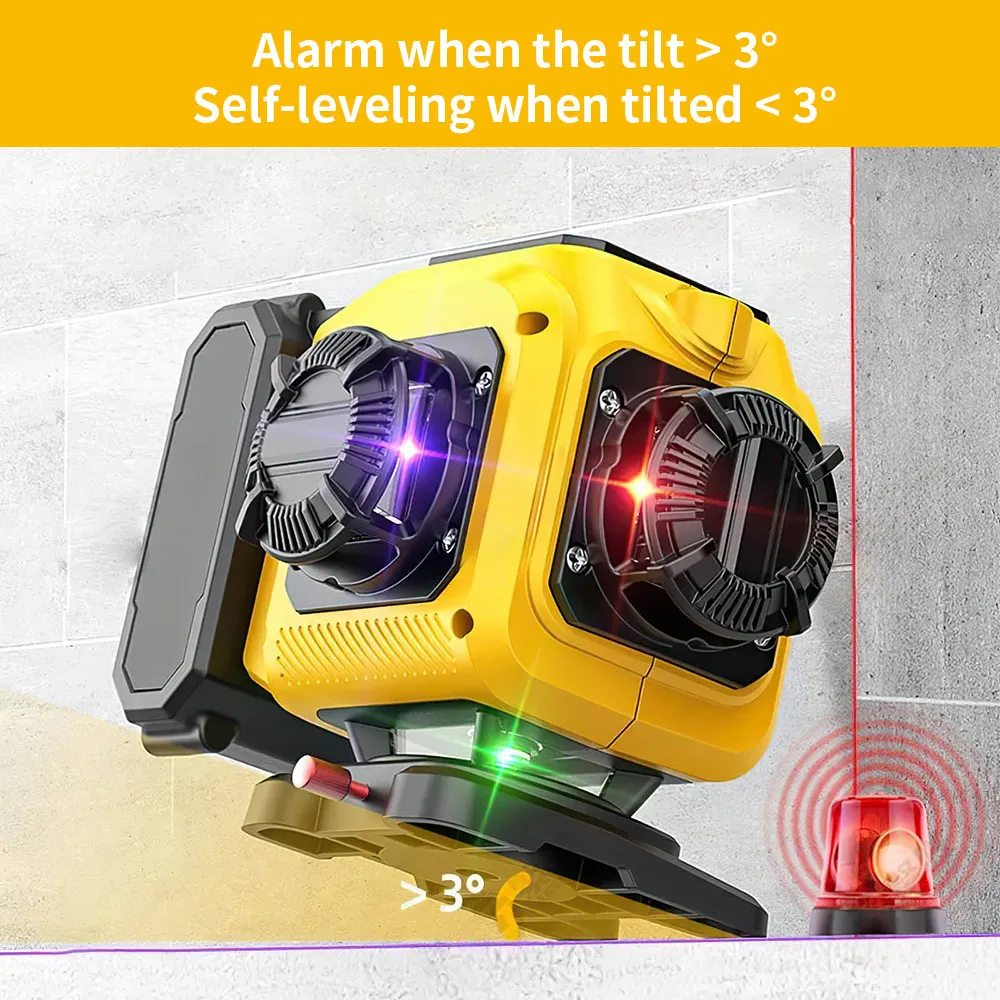 16 Lines 4D Laser Level Remote Control Green Red Purple Blue 4 Colors Beam 360° Horizontal ＆ Vertical Powerful Lines Laser Leve