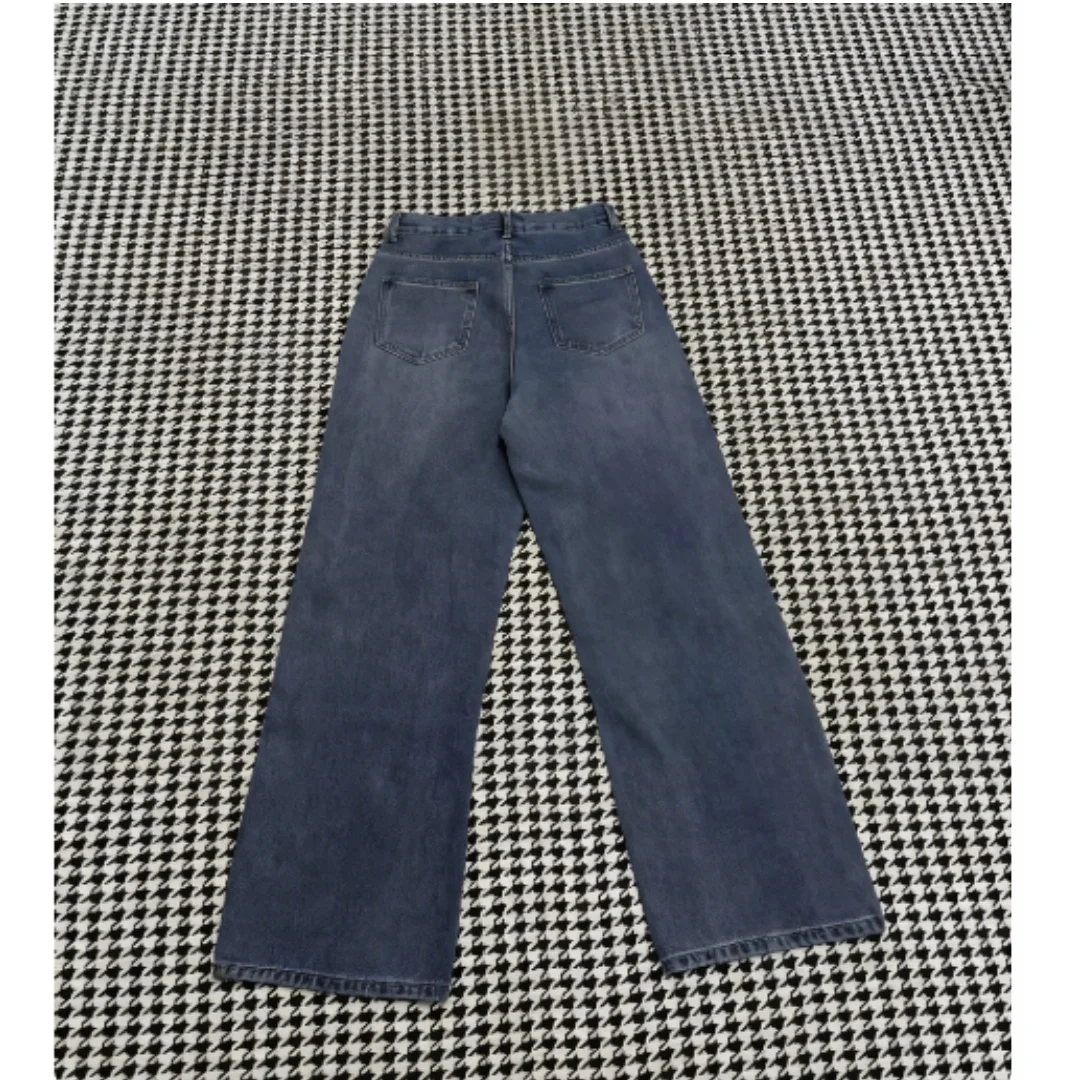 

New Winter 2025 Fashionable And Versatile Full-print Embroidered Straight-leg Washed Jeans