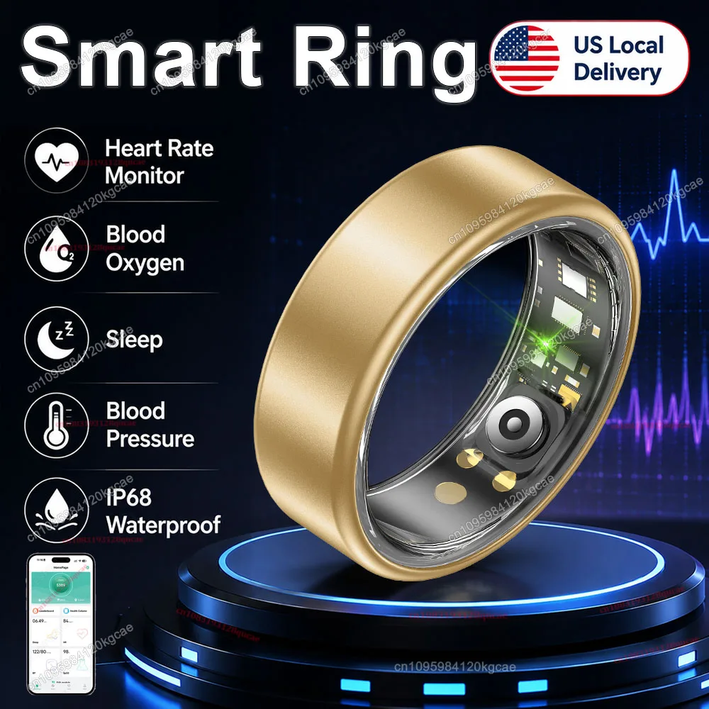 Fashion Smart Ring, Super Full Color and Size, Accurate SpO2 Heart Rate Blood Pressure Sleep Monitoring, Multiple Sports Fitness Tracker Wearable Smartring, Couple Giftfor Men and Women, No Subscription Required, Compatible iOS Android, US Local Free Ship