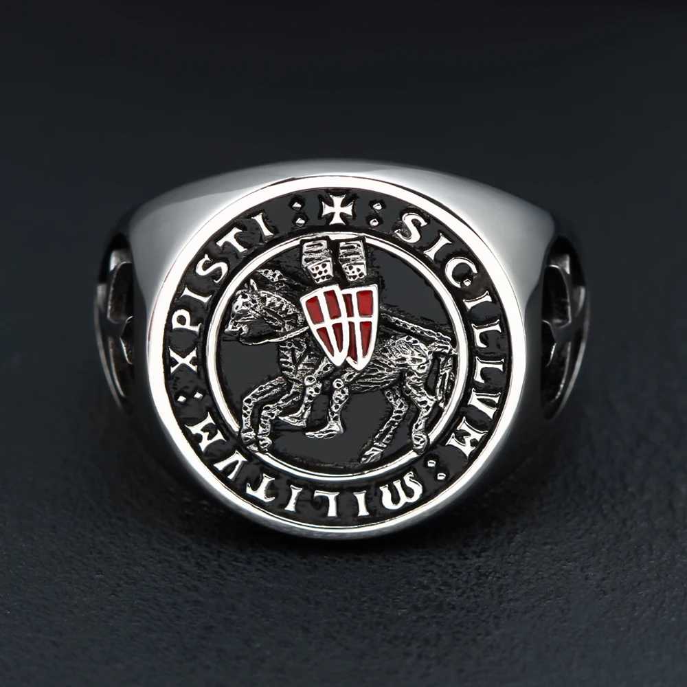 Knights Templar Crusader Shield Grand Master Sigillvm Militvm Xpisti Temple of Solomon Masonic Sterling Silver Ring