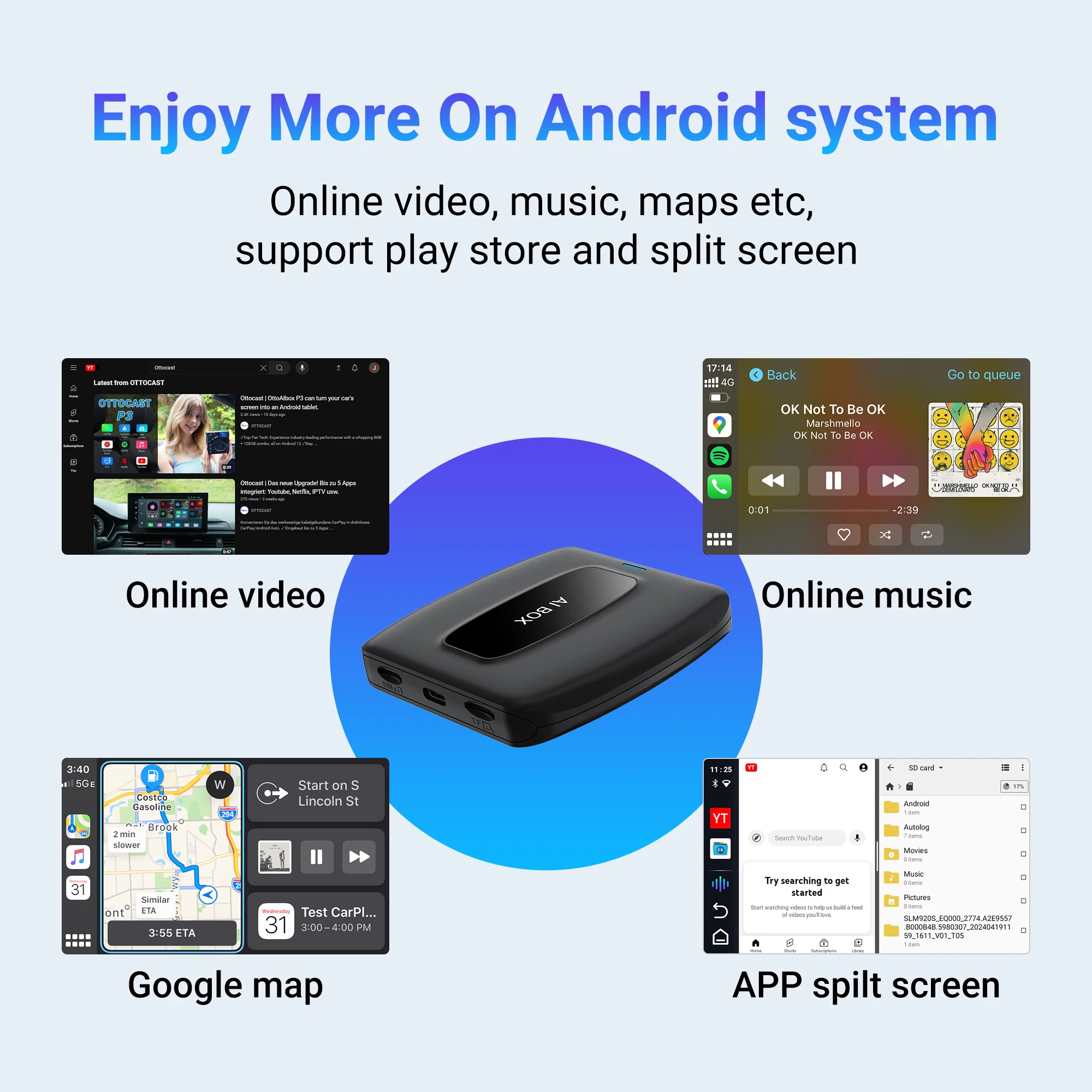 2024 CarPlay AI TV Box Android Smart AI Box Wireless Car Play Android Auto for Netflix Car Accessories for VW Toyota Haval Chery