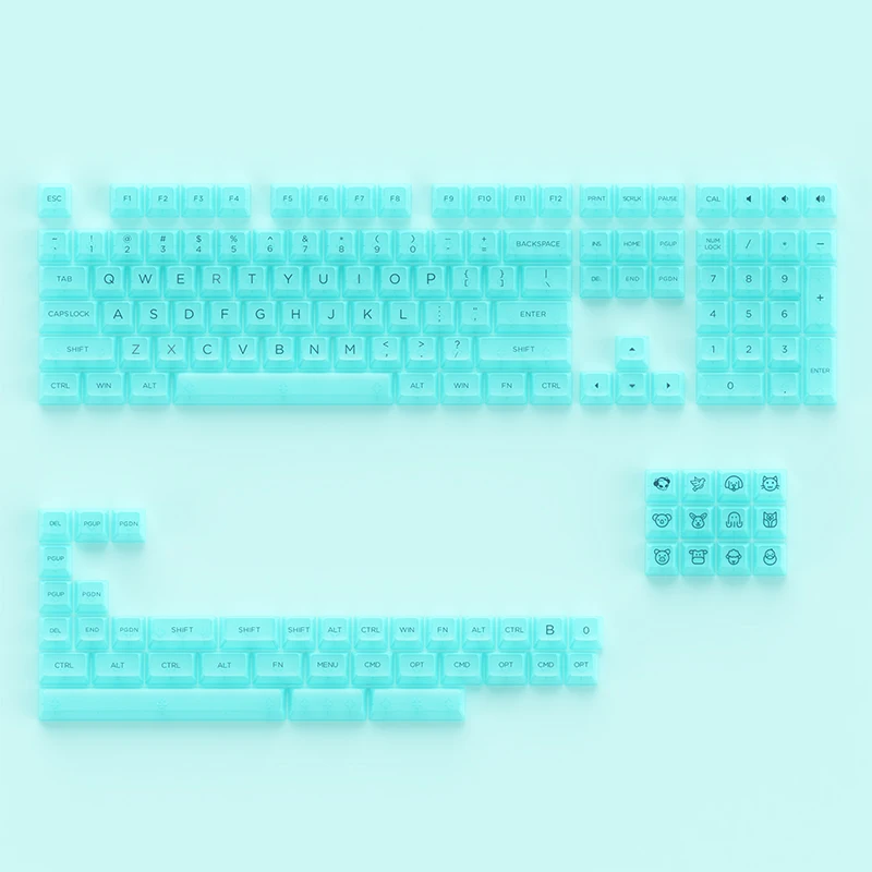 Akko ASA-Conjunto de Keycap Transparente, Caps 155 teclas para layout ANSI, 61 87 104 108 Switches MX, Teclado mecânico retroiluminado RGB, Clear Keycaps