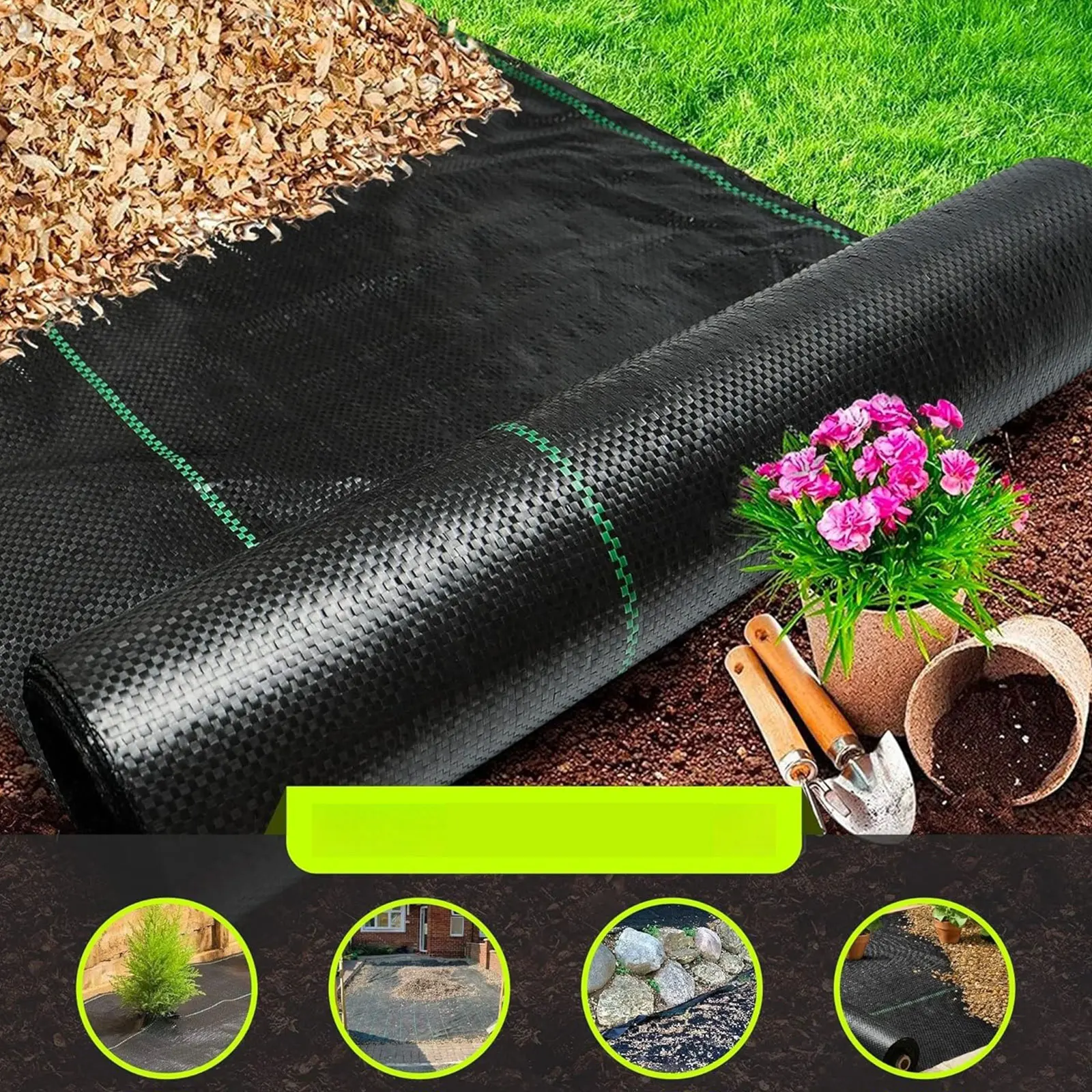 

Weed Barrier Blocker Landscape Fabric Heavy Duty Woven Weed Control Blocker Gardening Ground Cover Mat for Driveway Lawn Farming