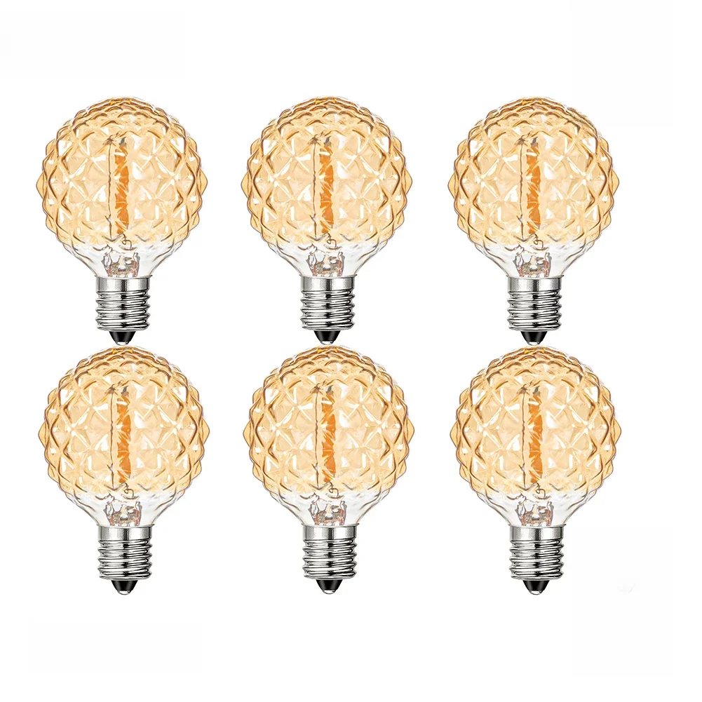Ampoule de remplacement Led G40, 1W, Base E12, Globe Edison, 2200K, diamant glacé, verre ambré, boule de golf, ampoule Vintage pour chaîne lumineuse