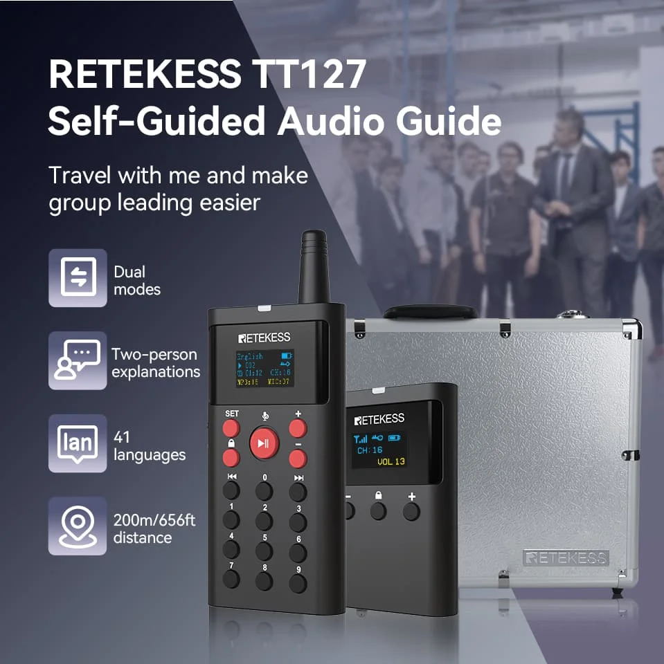 Retekess TT127 Drahtloses Reiseleitersystem Radio-Selbstbedienung On-Demand-GPS-Leitfonsystem für malerische Bereiche Museumskunsttentoonstellung – Detail 1
