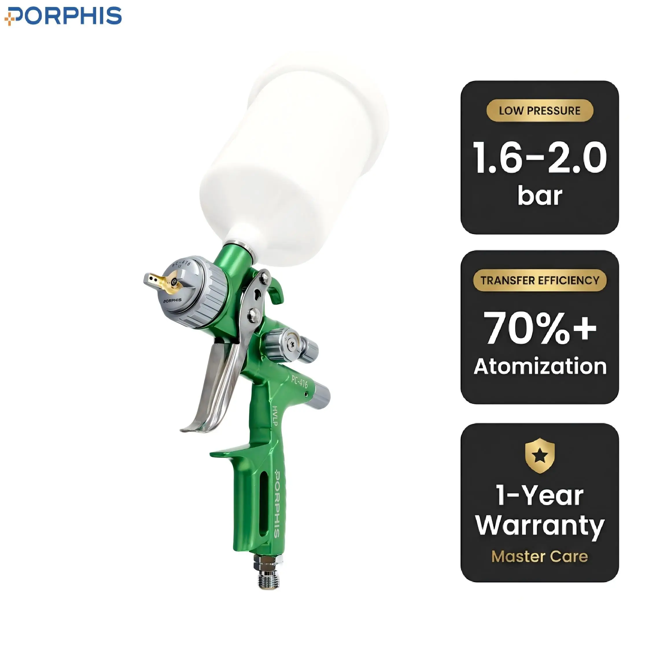 Original PORPHIS PC-416 High Atomization Low Pressure Manual Paint Spray Gun Automotive Sheet Metal Furniture Repair Spray Tool