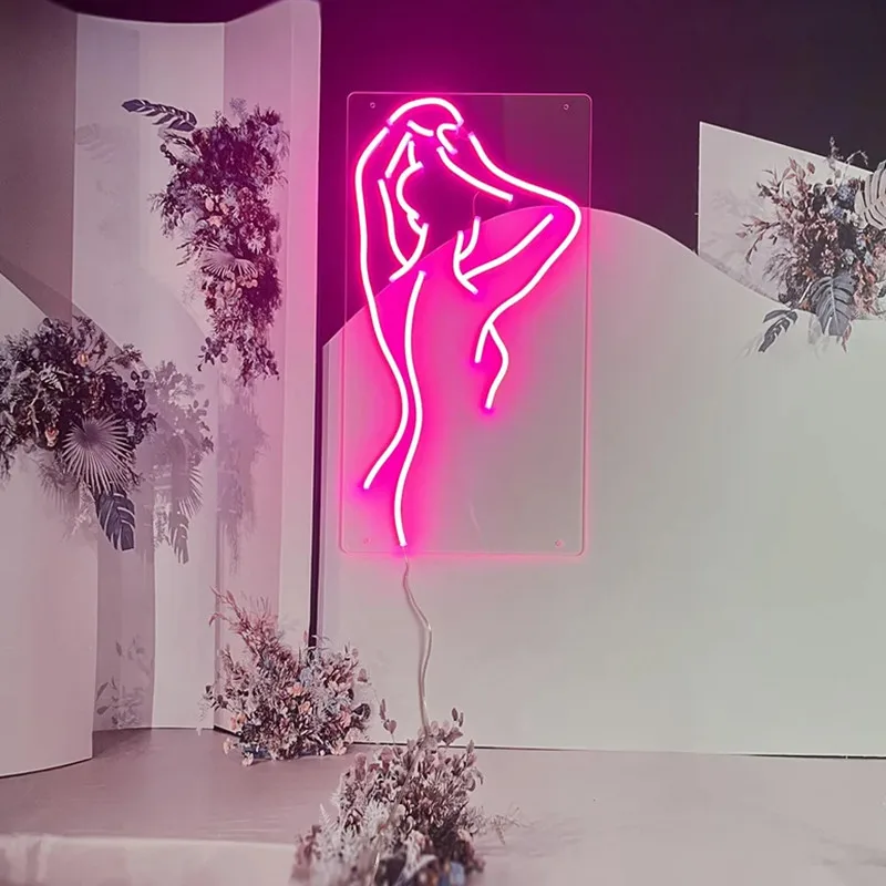 Sexy Woman's Back Custom Neon Lights Sign Figure Silhouette Wall Decoration Acrylic，12v, Led Light Decor