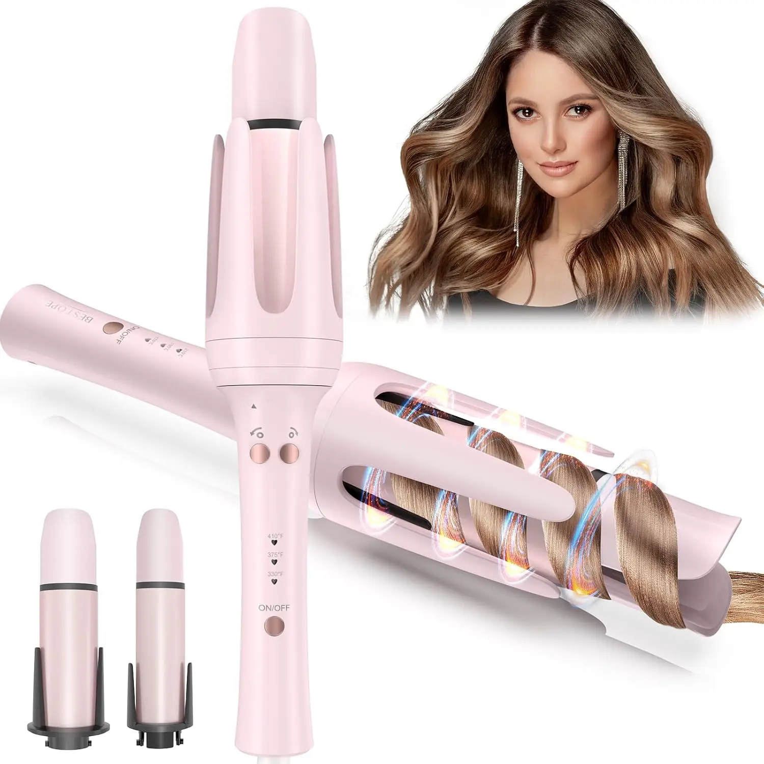 BESTOPE PRO  Automatic Curling Iron Hair Curler, Replaceable Curling Wand with 2 Sizes Barrel (1