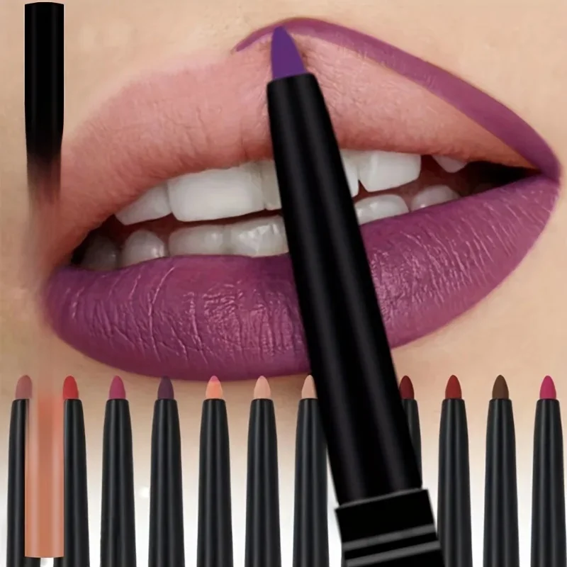 Crayon à lèvres 6 couleurs avec brosse à lèvres imperméable, résistant à la sueur, velours et crayon à lèvres multicolore, cosmétiques