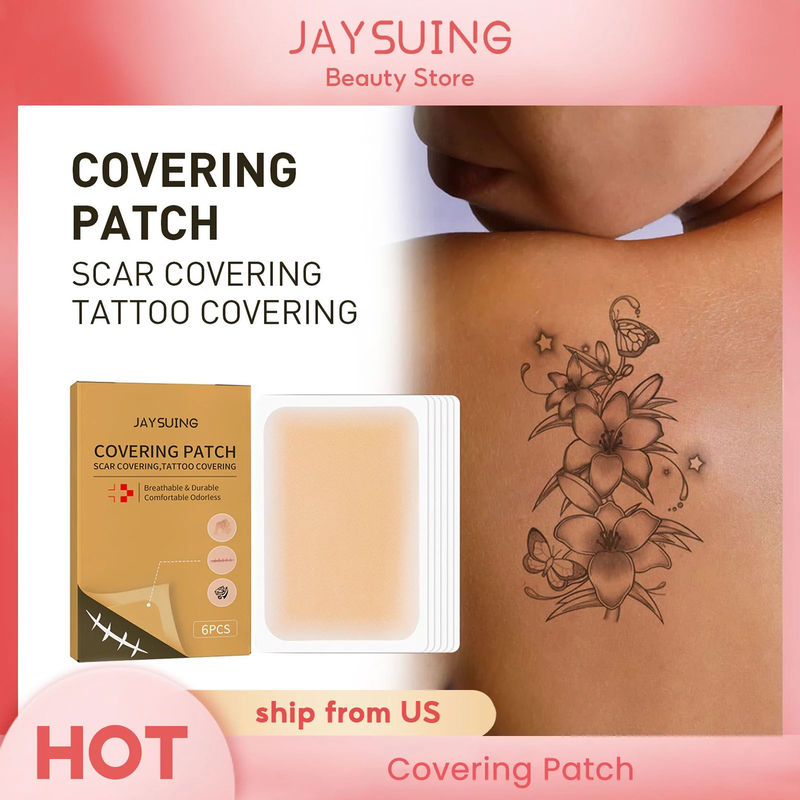 Jaysuking-pegatina impermeable para cubrir cicatrices de acné, transpirable, duradero, inodoro, Invisible, cómodo, tatuaje, cubre parches