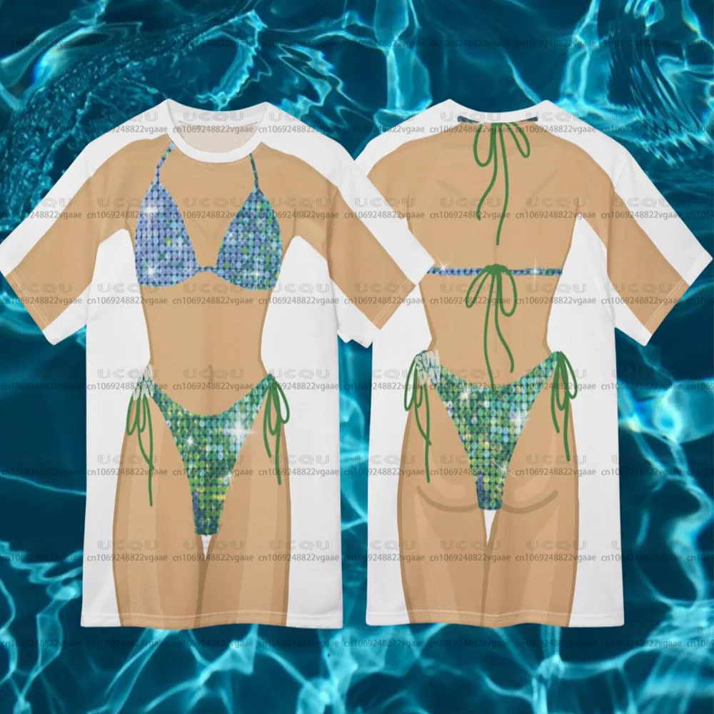 Bride Bikini T-Shirt Dress Costume Fun Loungewear Unique Gift Top Tee Fun Chain Gem Showgirl Cosplay Skirt Party Hawaii 2026
